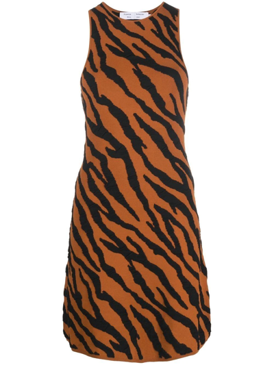 Proenza Schouler White Label Tiger-print Knit Mini Dress In Marrone
