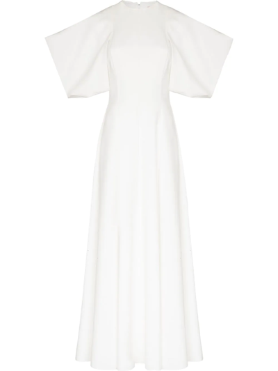 Roksanda Adele Puff-sleeve Midi Dress In Ivory