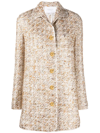 Giambattista Valli Gold-toned Button Tweed Single-breasted Coat In Neutrals