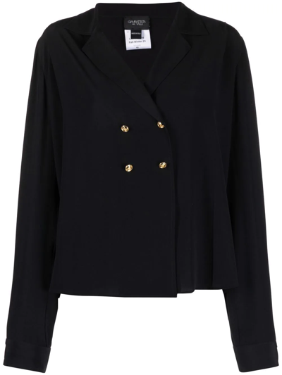 Giambattista Valli Peak-lapels Double-breasted Crepe Top In Black