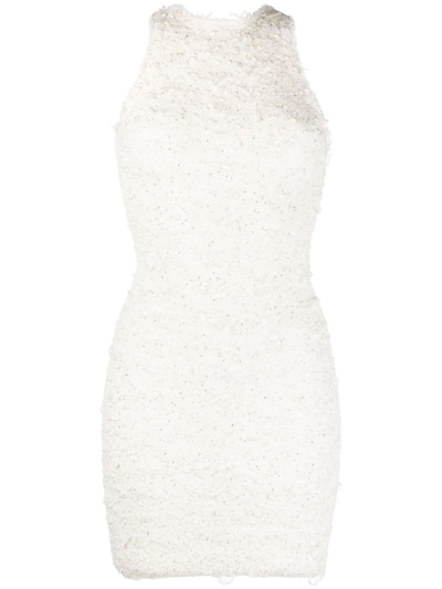 Balmain Embellished Tweed Mini Dress In White