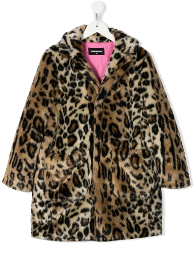 Dsquared2 Kids' Leopard-print Faux-fur Coat