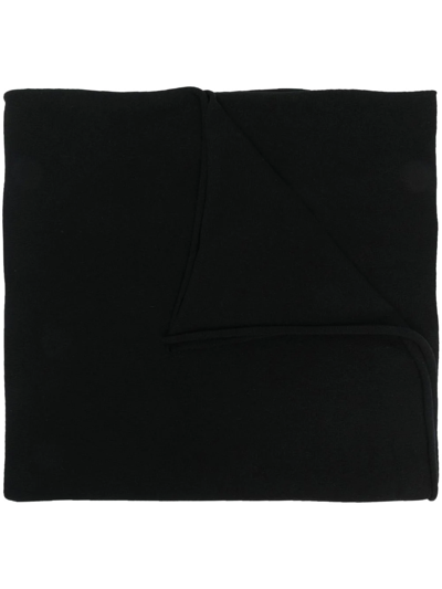 Jil Sander Cashmere Logo-patch Scarf In Black