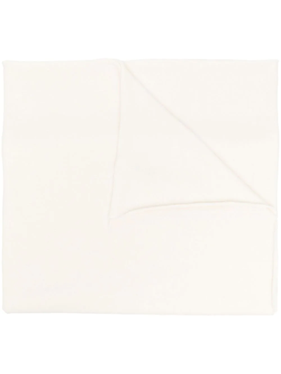 Jil Sander Cashmere Logo-patch Scarf In White