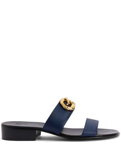 Giuseppe Zanotti Gregorie Leather Sandals In Blue