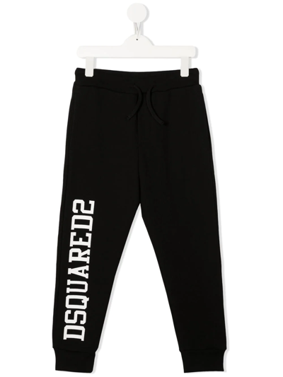 Dsquared2 Kids' Side Logo Cotton Jogging Bottoms 6 - 16 Years In Black