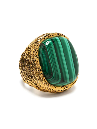 Aurelie Bidermann Crystal-embellished Signet Ring In Emerald