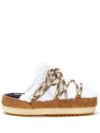 Moon Boot Shearling & Suede Mules W/ Laces In Brown