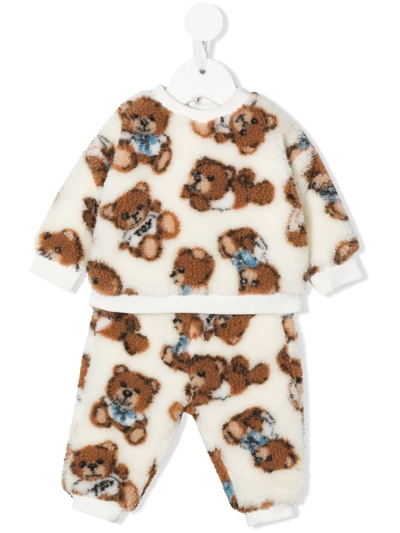 Moschino Babies' Teddy-print Fleece Tracksuit In White