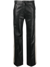 PALM ANGELS SIDE STRIPE LEATHER TROUSERS