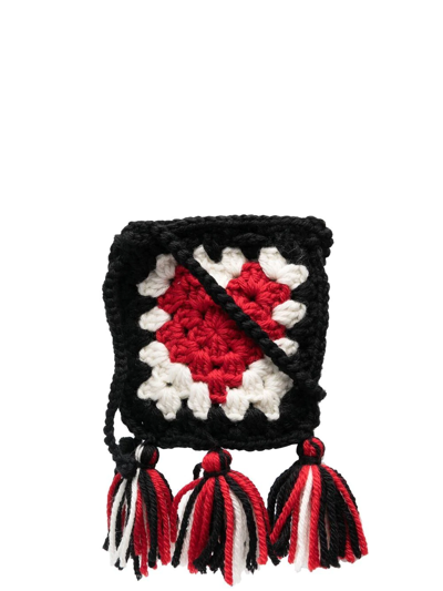 Alanui Heart Wool Crochet Airpods Case In Red,multi