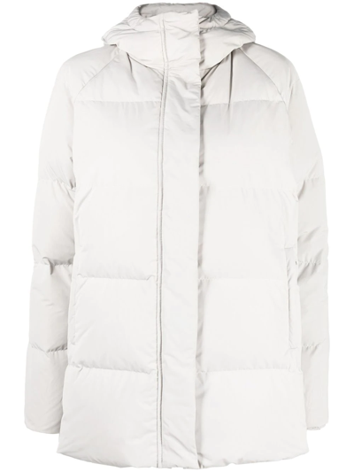 Aspesi Quilted-finish Hooded Coat In Grey