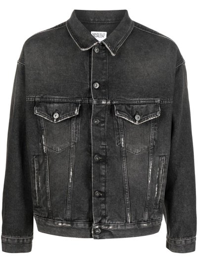 Marcelo Burlon County Of Milan Tassel-detail Denim Jacket In Black