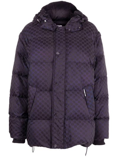 Karl Lagerfeld Monogram Reflect Padded Coat In Black