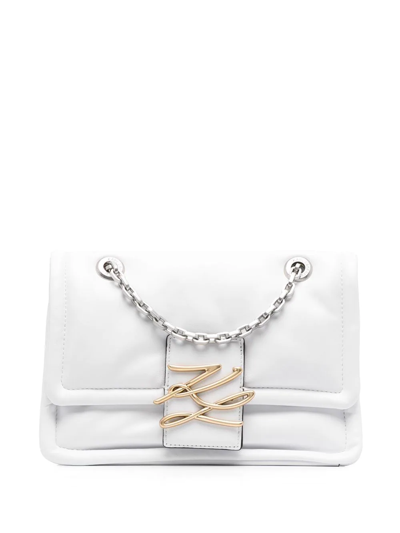 Karl Lagerfeld K/autograph Leather Shoulder Bag In White