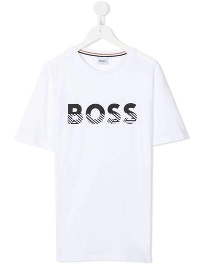 Bosswear Kids' Logo-print Cotton T-shirt In White