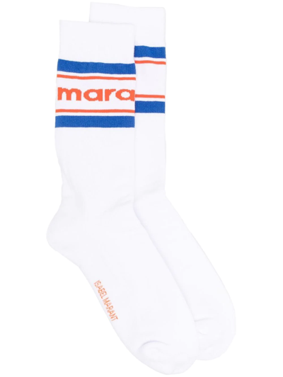 Isabel Marant Intarsia-knit Logo Socks In White