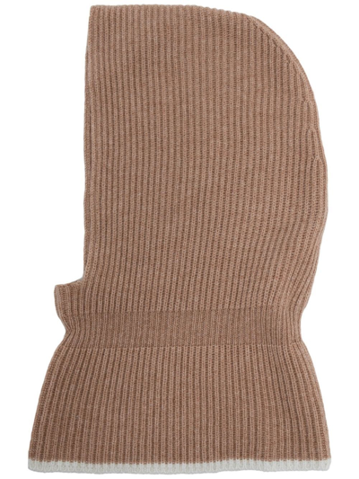 Cashmere In Love Villars Ribbed Wool-cashmere Balaclava In Brown