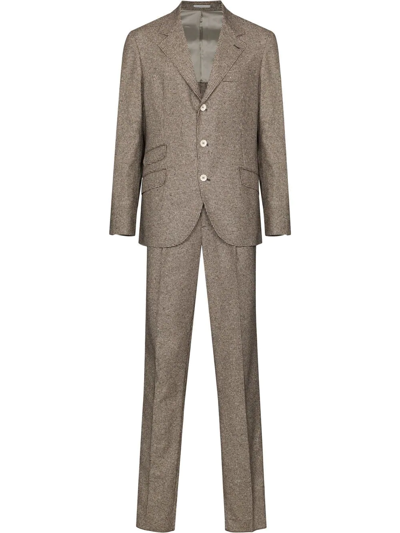 Brunello Cucinelli Houndstooth-pattern Single-breasted Blazer In Brown