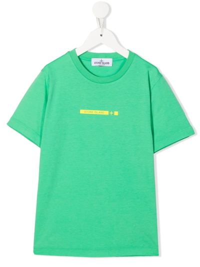 Stone Island Junior Kids' Logo-print T-shirt In Green