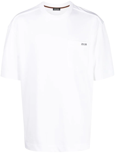 Zegna Heavy-cotton Logo-print T-shirt In White