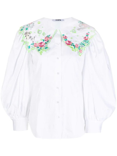 Vivetta Embroidered-collar Blouse In White
