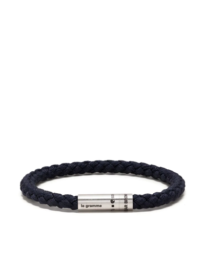 Le Gramme X Orlebar Brown Nato And Sterling-silver Bracelet In Blue