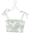 LITTLE BAMBAH PALM-PRINT LINEN CROPPED TOP