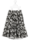 LITTLE BAMBAH FLORAL-PRINT FLARED MIDI SKIRT