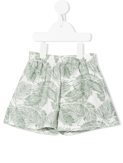 Little Bambah Kids' Palm-print Linen Shorts In White