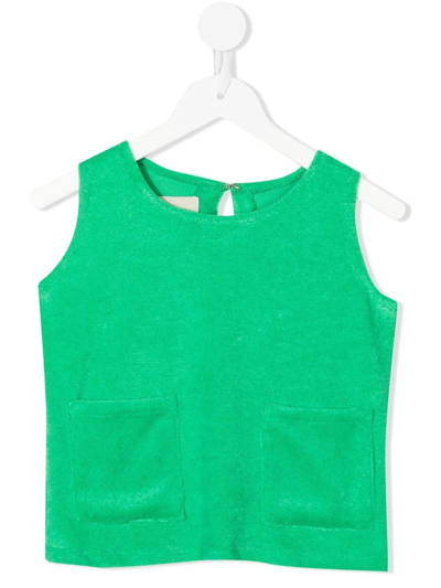 Little Bambah Kids' Terry Cropped Tank Top In Green