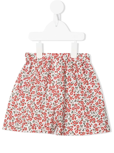 Little Bambah Kids' Floral-print Flared Shorts In Red