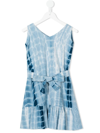 Little Bambah Tie-dye Linen Mini Dress In Blue