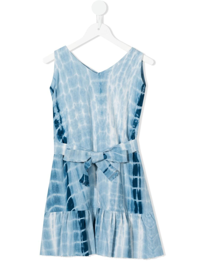 Little Bambah Kids' Tie-dye Linen Mini Dress In Blue