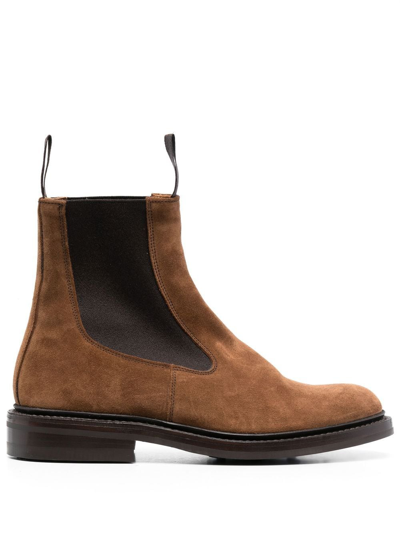 Tricker's Stephen Suede Chelsea Boots In Brown