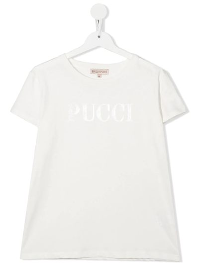 Pucci Junior Kids' Logo-print Detail T-shirt In White