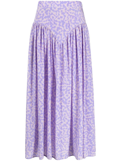 Stella Mccartney Pleated Silk Midi Skirt In Purple