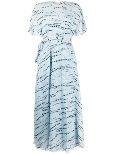 Red Valentino Star-print Midi Dress In Blue