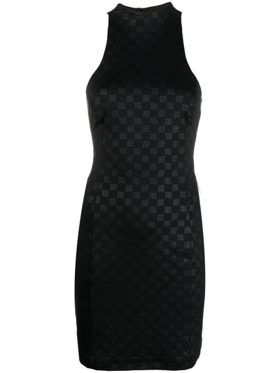 Misbhv Lara Monogrammed Stretch-woven Mini Dress In Black