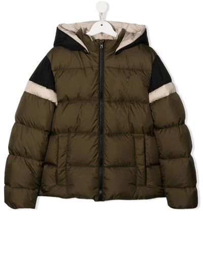Herno Kids' Zip-up Long-sleeved Puffer Jacket In Verde