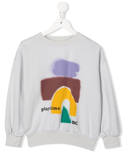 Bobo Choses Grey Sweatshirt For Kids With Abstract Print In Grey