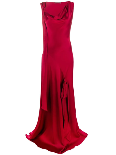 Alberta Ferretti Asymmetric-design Gown In Burgundy