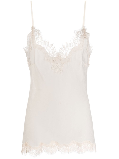 Gold Hawk Lace-trim Camisole Top In White