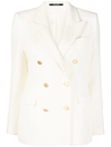Tagliatore Double Breasted Jacket With All-over Sequins In Neutrals