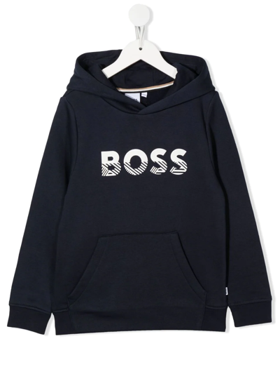Bosswear Boys Blue Cotton Logo Hoodie