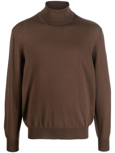 D4.0 Roll Neck Virgin Wool Jumper In Brown