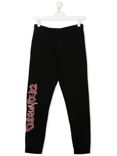 Dsquared2 Teen Logo Tracksuit Bottoms In Black