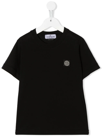Stone Island Junior Kids' Logo-patch Short-sleeved T-shirt In Black