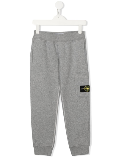 Stone Island Teen Logo-patch Track Trousers In Grey