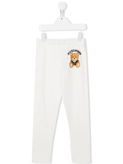 Moschino Kids' Logo-print Cotton Leggings In White